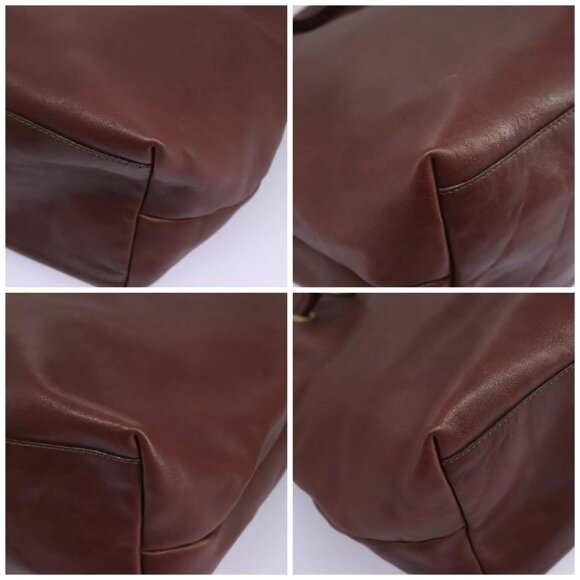 CELINE Hand Bag Leather Brown gold Auth - Picture 16 of 16